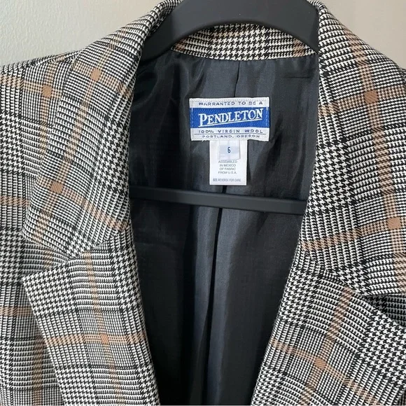Vintage Pendleton herringbone plaid blazer and pleated skirt matching set - Picture 10 of 14